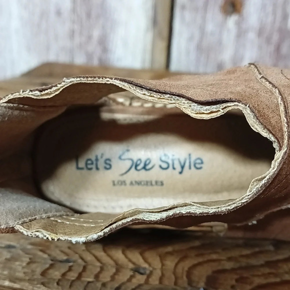 Cowgirlcore  Let's See Style Los Angeles Suede cutout bootie with heel zipper 6 - Picture 10 of 14